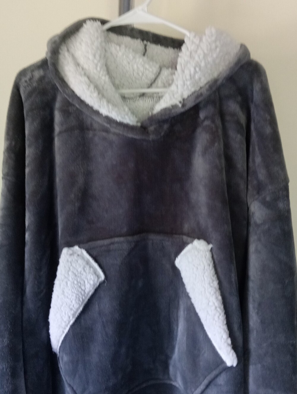 Gray Oversized Sherpa Hoosed Wearable Blanket One Size